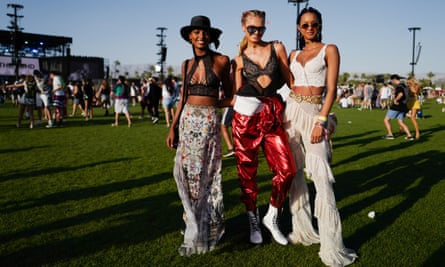 Models Jasmine Tookes, Romeo Strijd and Lais Ribeiro at Coachella 2018