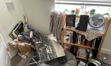 Messy bedroom with untidy elements