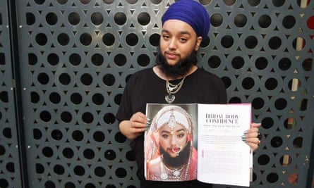 Kaur with her image in Rock n Roll Bride magazine