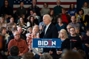 Joe Biden campaigning in Dubuque, Iowa, on Sunday.