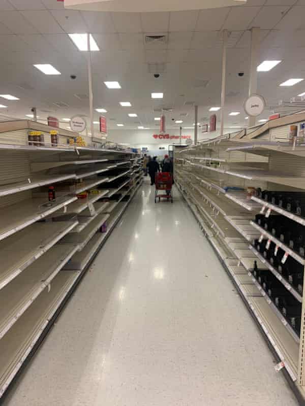 Empty shelves are seen at a store in Austin.