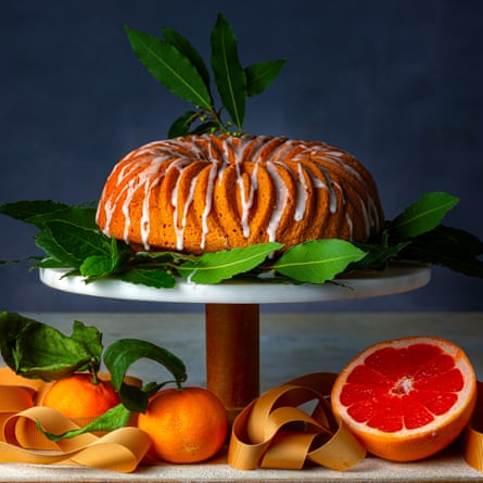 Pink grapefruit and yuzu drizzle cake.