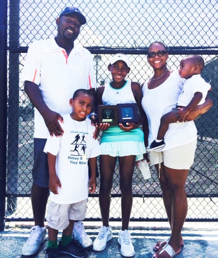 Early success: Coco Gauff, aged 10, with her family.