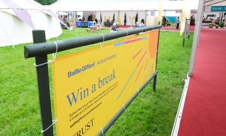 Advertising for Baillie Gifford at this year’s Hay festival