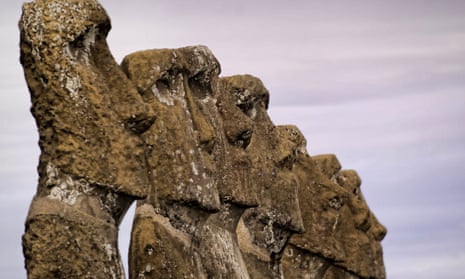 A file picture taken on July 13, 2010, shows stone statues of the Rapa Nui culture on Easter Island.