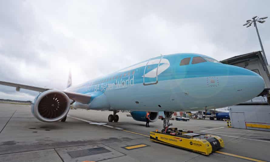 BA’s special liveried ‘sustainability’ plane, an Airbus A320neo