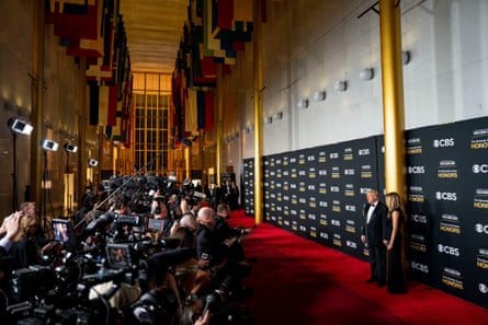 Donald Trump and Melania Trump arrive on the red carpet at the Kennedy Center in Washington.
