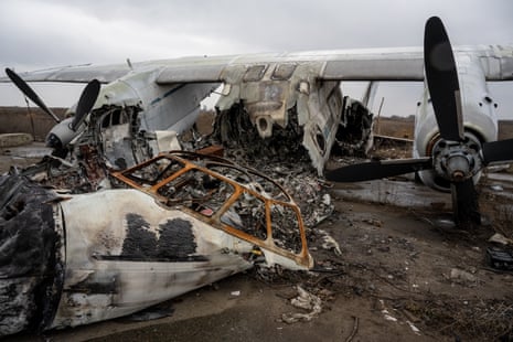 A wrecked Soviet-era planes in the aircraft graveyard at Kherson international airport.