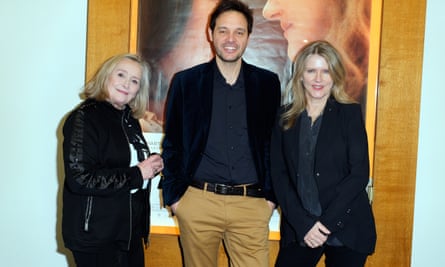 Sukowa, right, with Chevallier and director Filippo Meneghetti at the premiere of Two of Us in Paris.