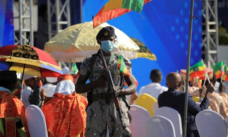 Crowds rally in support  of prime minister Abiy Ahmed in Ethiopia’s capital, Addis Ababa.