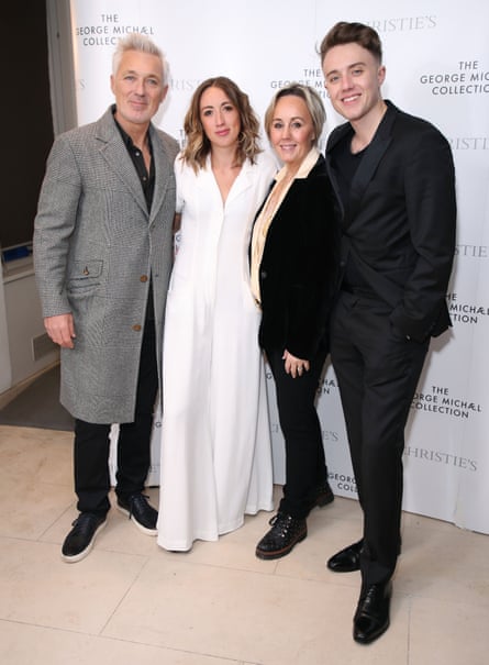At Christie’s for the launch of a George Michael art sale in 2019 … from left: Kemp, Harley, Shirlie and Roman.