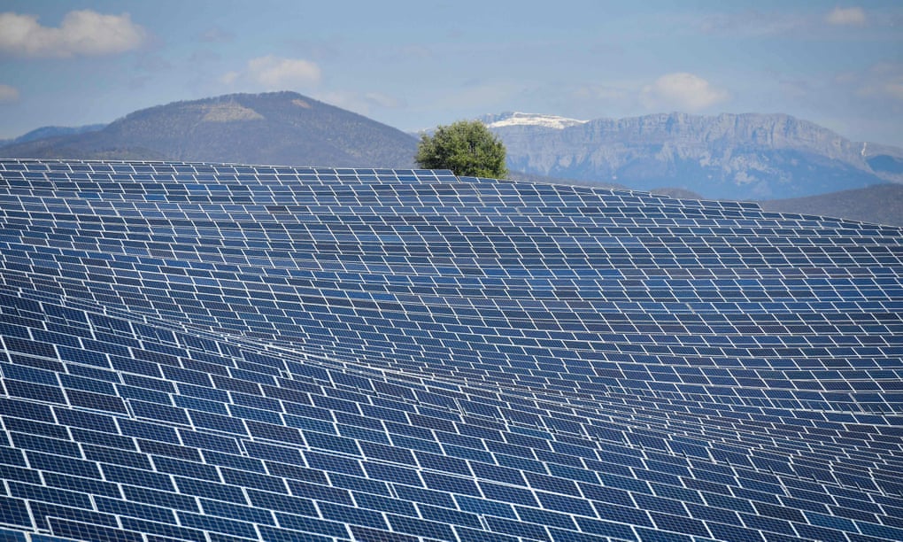 Solar panels in La Colle des Mees, Alpes de Haute Provence, south-eastern France.