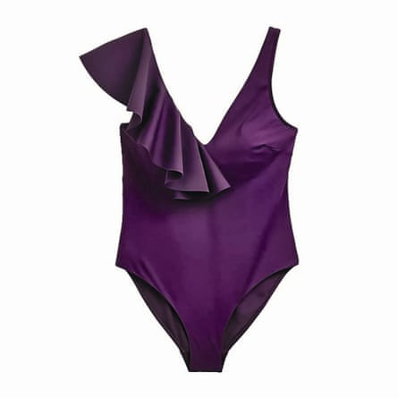 Plum frill detail swimsuit