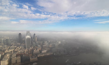 Fog seen from The Shard in London.