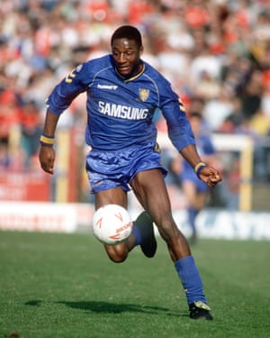 John in action for Wimbledon, 1991.