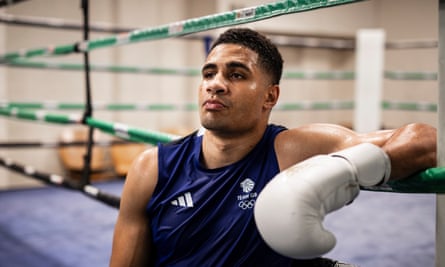 Delicious Orie poses during his training at a gym in Birmingham