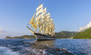 Sailing ship, off the island of Saint Lucia, Lesser Antilles.