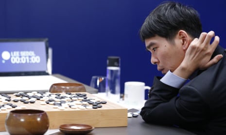 South Korean professional Go player Lee Sedol reviews the match after finishing the fourth match of the Google DeepMind Challenge Match against Google’s artificial intelligence program, AlphaGo, in Seoul, South Korea.