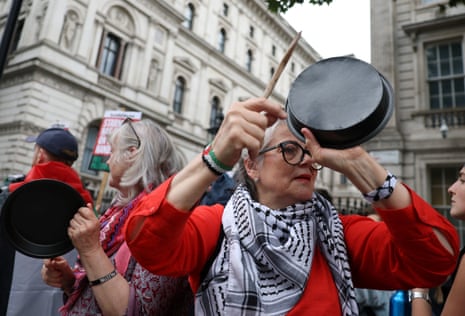 Pro-Palestine demonstrators outside Downing Street.