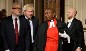 Hudson-Wilkin with Jeremy Corbyn and Boris Johnson at the state opening of parliament in October