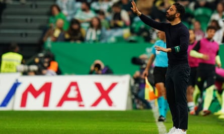 Rúben Amorim of Sporting exhorts his side against Boavista earlier in March
