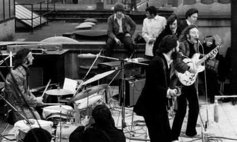 The Beatles performing their final gig on the rooftop of their Apple HQ in Savile Row, London, 30 January 1969