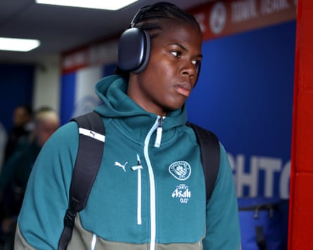 Khadija Shaw arrives at the stadium prior to the Women’s Super League match between Brighton and Manchester City
