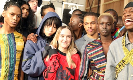 Backstage at the Bethany Williams London fashion week men’s show in January 