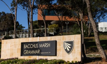 Signage is seen at Bacchus Marsh Grammar School in Maddingley, Victoria, Australia