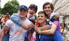 The cast of the TV adaptation of Heartstopper at Pride in London 2022.