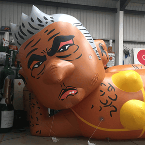 The Sadiq Khan blimp highlights the mayor’s nose and gives him a somewhat stern expression.