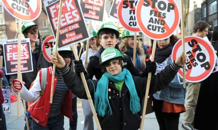 A demonstration against higher tuition fees in 2010. The fees were originally brought in by Tony Blair in 1998