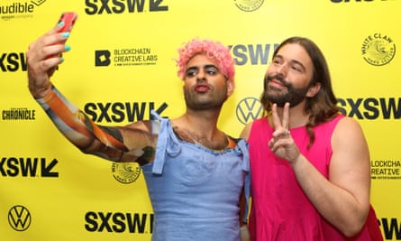 Vaid Menon taking a selfie with Jonathan Van Ness