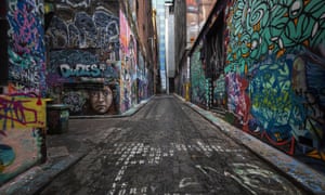 A general view of empty streets at Hosier Lane in Melbourne, Sunday, July 12, 2020. Premier Daniel Andrews has issued a plea to all Victorians to follow the latest lockdown rules, as the state recorded 273 new cases and another death.