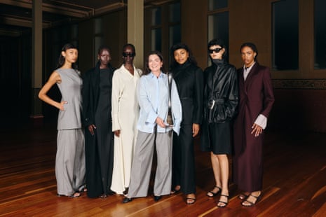 Designer Grace Kelly (centre) with models wearing her label Joaen. On Tuesday evening she won the Designer award at Melbourne Fashion festival