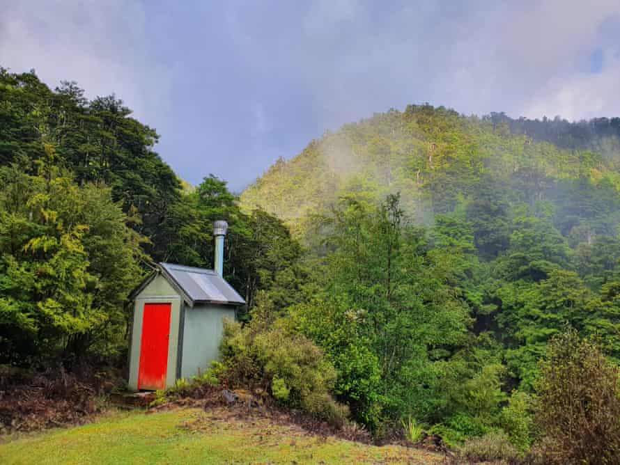 Misty Hill and Toilet at Upper Te Hoe Hut, Whirinaki.