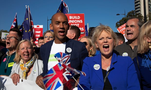 Letter signatories Chuka Umunna and Anna Soubry marching in London last month.