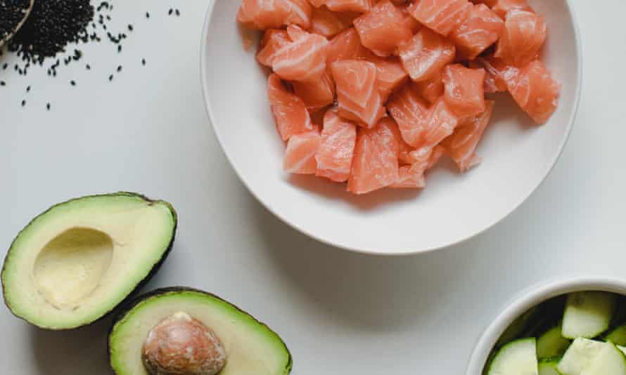 Salmon, avocado and cucumber