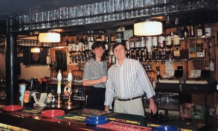 Kevin and Margaret Mintern, Cathy Rentzenbrink’s parents, in their pub, the Bell &amp; Crown in Snaith, East Yorkshire, in 1989.