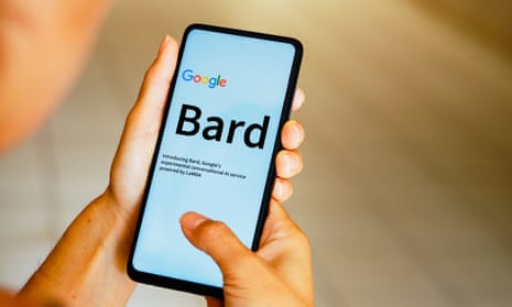 Phone screen displaying 'Bard' and the Google logo.