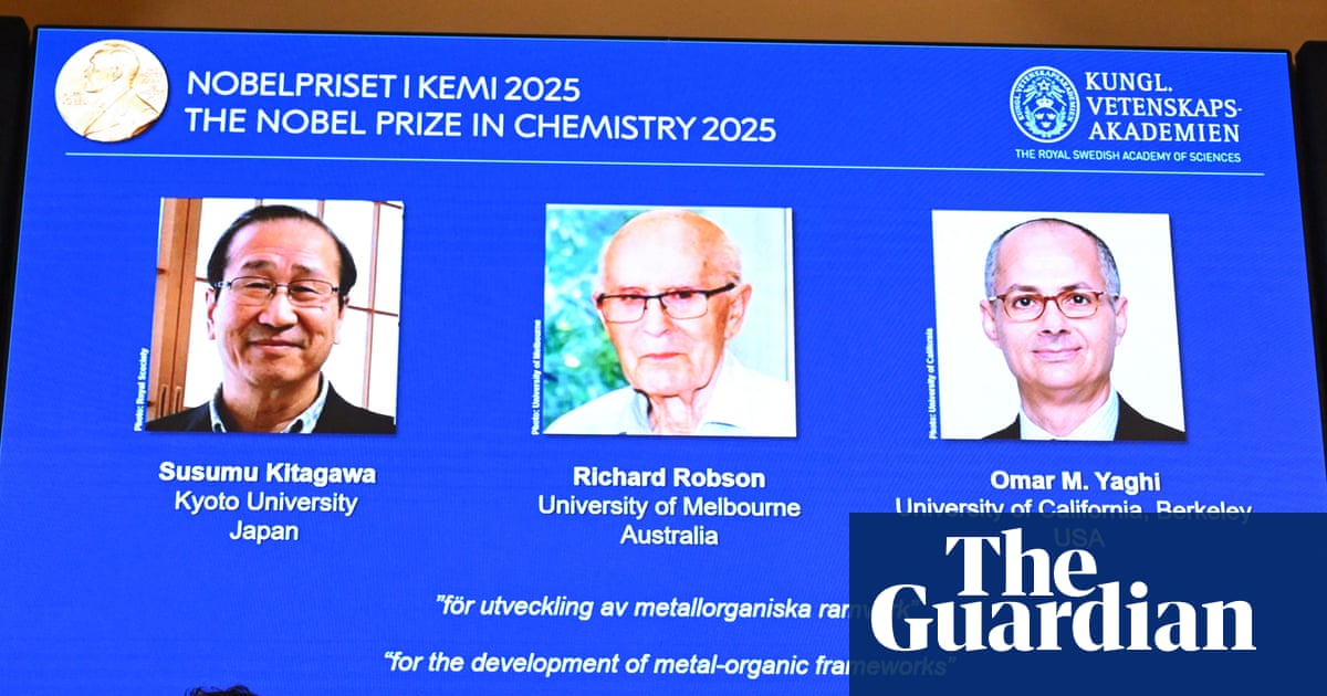 Nobel prize in chemistry awarded to scientists for work on porous materials