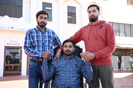 From left: Sheraz Ahmad Munir Ahmad, Muzafar Ahmad Tahir and Mudasar Bashir, the brothers of Bondi Junction stabbing victim Faraz Tahir