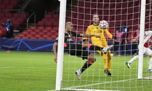 Fabinho stops a certain goal by clearing Dusan Tadic’s lobbed finish over Adrián off the line.