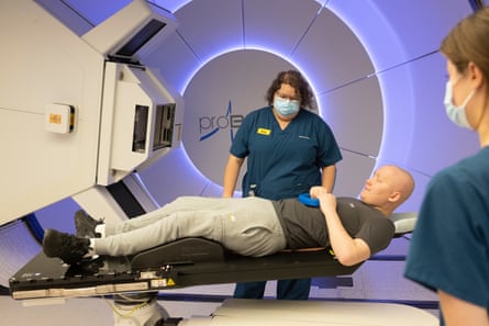 Amy Dodd, diagnostic superintendent radiographer with 13 year old Archie. It has been just over a year since UCLH first treated a patient using PBT.