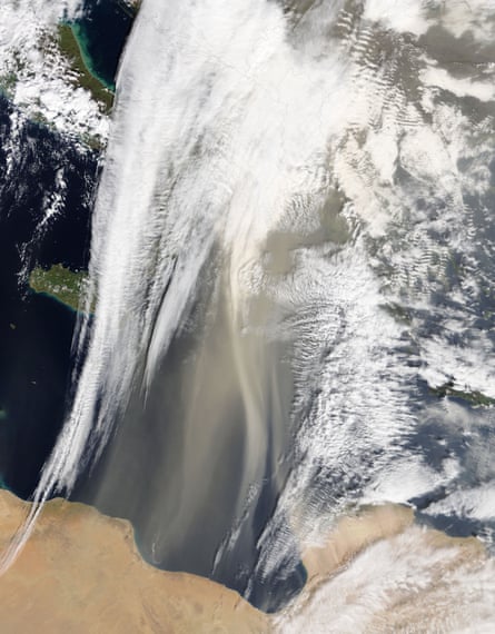 A river of dust flowed from the Saharan Desert across the Mediterranean Sea