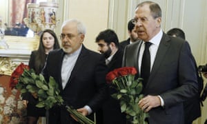 Iran’s foreign minister, Mohammad Javad Zarif, and his Russian counterpart Sergei Lavrov lay flowers in Ankara.