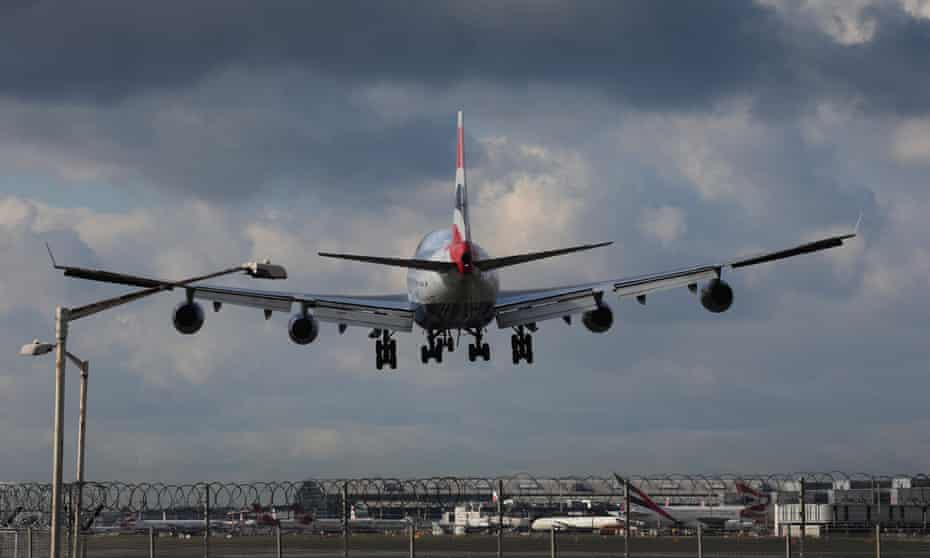 A plane landing at Heathrow