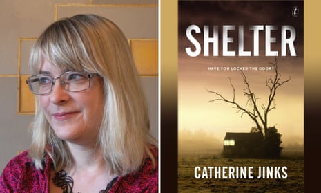 Catherine Jinks and the cover of her new novel, Shelter
