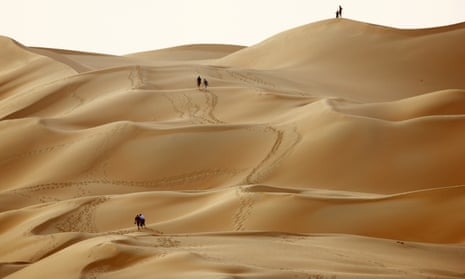 Mark Evans departs into the Empty Quarter, where sand dunes can top 200m, on Thursday.