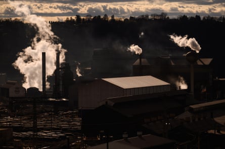 Emissions rise from a steel mill